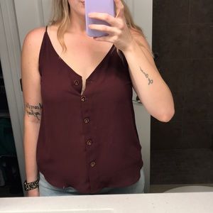 Maroon Button Up Loft Tank Top